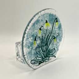 Circular Fused Glass Snowdrop Tea Light Holder - thumbnail 2