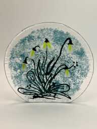 Circular Fused Glass Snowdrop Tea Light Holder - thumbnail 1