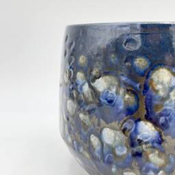 Handmade Blue Marble Ceramic Plant Pot, Harris Artisan Planter, Multiple Sizes, - D16cm-D25cm Housewarming Gift - thumbnail 3