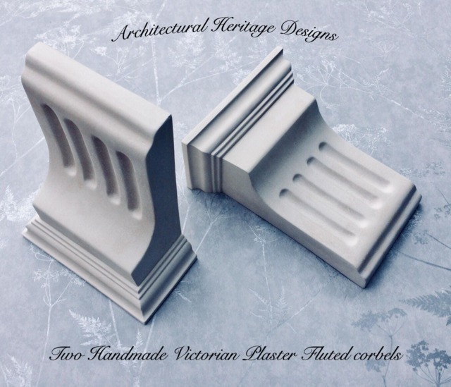 Two Small Handmade Victorian Plaster Fluted Corbels - H165mm X W130mm D65mm - image 1