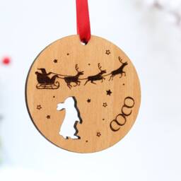 Personalised Rabbit Christmas Bauble Decoration Pet Lover Gift, Xmas Tree Decor, Wooden Bunny - thumbnail 2