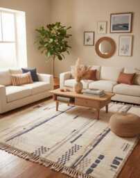 Handwoven Wool Rug Large Vintage Berber Kilim, Bohemian Tribal Design
