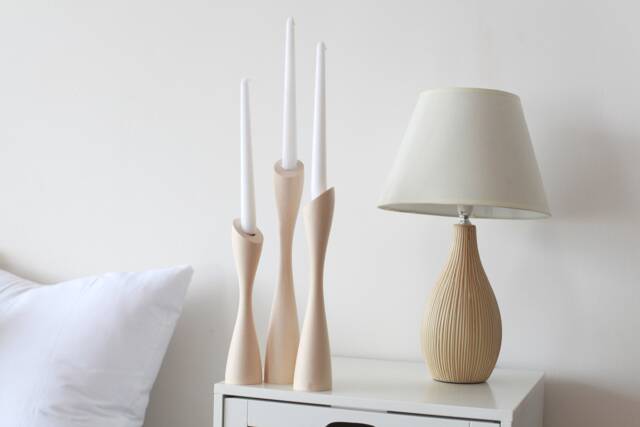 Handmade Ash Wood Candlestick Set Scandinavian Rustic Home Decor - image 1