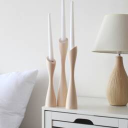 Handmade Ash Wood Candlestick Set Scandinavian Rustic Home Decor - thumbnail 4