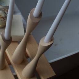 Handmade Ash Wood Candlestick Set Scandinavian Rustic Home Decor - thumbnail 3