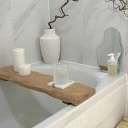 Bath Tray - Beautifully Crafted, Wavey Edge, Solid Wood Tray. Custom Size Made To Measure. Selection Of Colours. Handmade - thumbnail 3