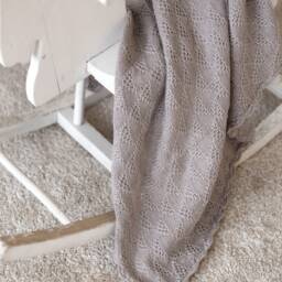 Merino Wool Baby Blanket, Crochet Edges Knit, Newborn Gift - thumbnail 2