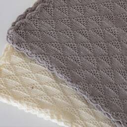 Merino Wool Baby Blanket, Crochet Edges Knit, Newborn Gift - thumbnail 4