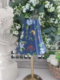 Cordless Touch Lamp. Decoupaged Dark Blue Florak Usb Rechargeable Table Lamp.hand Decorated.four Base Colours