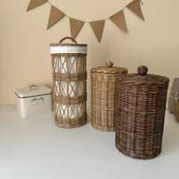 Toilet Paper Wicker Storage Basket With Lid Spare Roll Holder Tissue Box Bathroom Decor - thumbnail 3