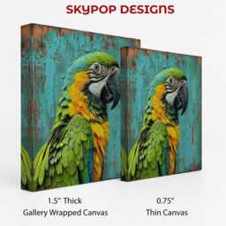 Parrot Art, Canvas Or Poster, Contemporary Bohemian Eclectic Decor, Living Room Bedroom Entryway Office Wall Teal Green Yellow Brown - thumbnail 2