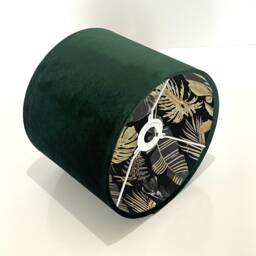 New Luxury High Quality Double Sided Velvet Bottle Green & Monstera Leaves in Gold Print Lamp Shade Pendant Light - thumbnail 3