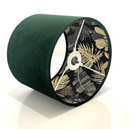 New Luxury High Quality Double Sided Velvet Bottle Green & Monstera Leaves in Gold Print Lamp Shade Pendant Light - thumbnail 2