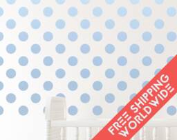 Polka Dots Blue Powder Light Wall Decals Decor Stickers Nursery Baby Boy Circle Pattern Modern & Scandinavian - thumbnail 1