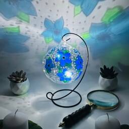 Hand-Painted Forget Me Not Candle Holder Glass Tealight, Metal Stand - thumbnail 2