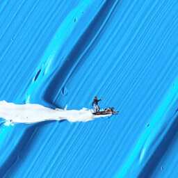 Surfing Dog Impasto Painting Blue Summer Wall Art - 40x50cm - thumbnail 3