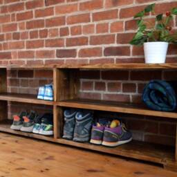 Large Bench With Shoe Storage & Charred Wood Finish - thumbnail 2