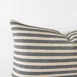 Set Of 2 Charcoal Grey Lumbar Pillow Covers - Striped Cotton Cushion - thumbnail 2