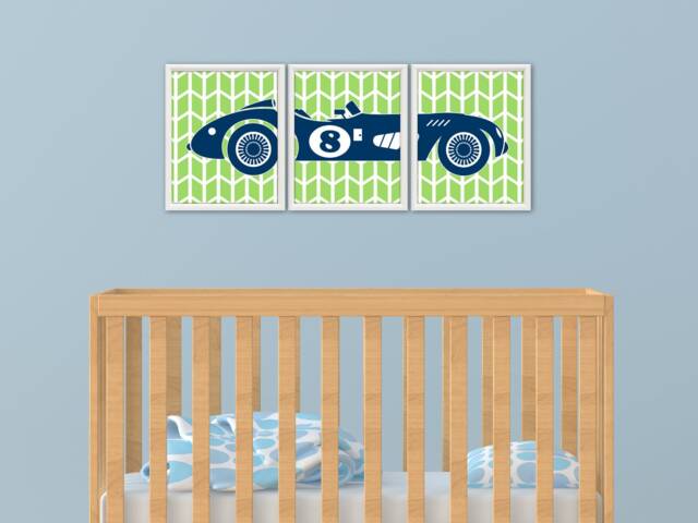 Retro Race Car - Race Car Decor, Automotive Transportation Decor - image 1
