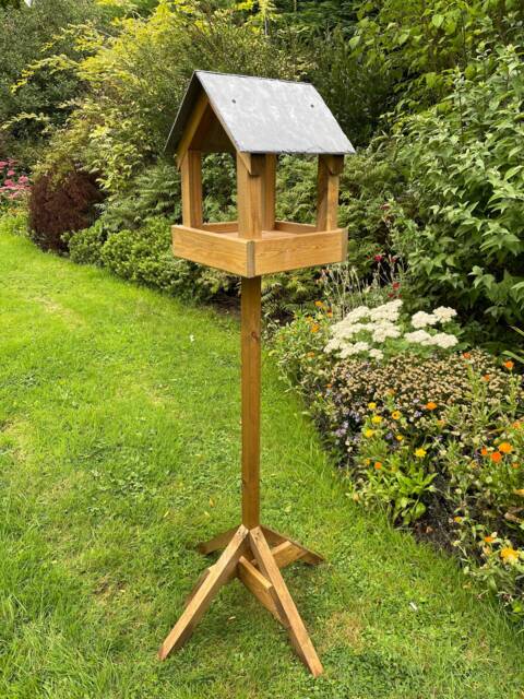 Wooden Bird Table Wild Garden Birds Feeder Free Standing Feeding Station Ready Made - image 1