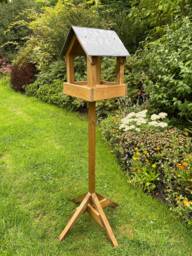 Wooden Bird Table Wild Garden Birds Feeder Free Standing Feeding Station Ready Made - thumbnail 1