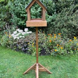 Wooden Bird Table Wild Garden Birds Feeder Free Standing Feeding Station Ready Made - thumbnail 4