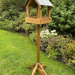 Wooden Bird Table Wild Garden Birds Feeder Free Standing Feeding Station Ready Made - thumbnail 2