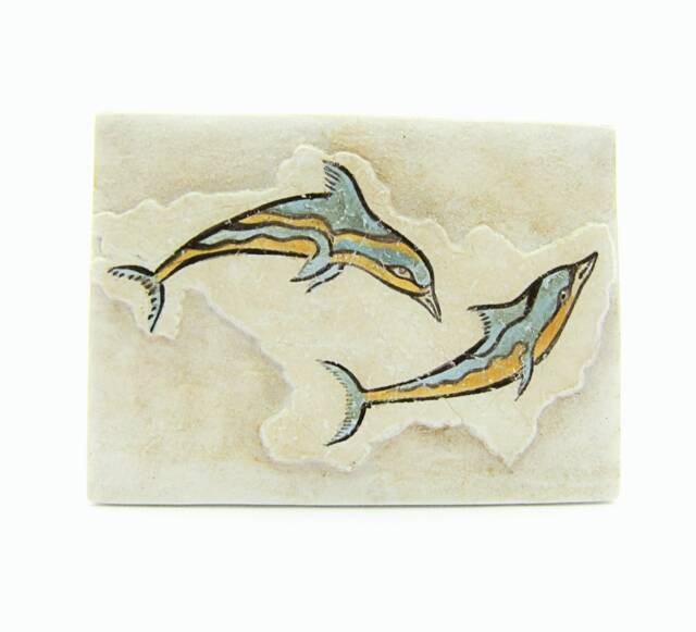 Minoan Dolphins Fresco Painting From Akrotiri Santorini Thera , Museum Copy For Gift Her - image 1
