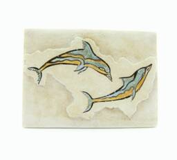 Minoan Dolphins Fresco Painting From Akrotiri Santorini Thera , Museum Copy For Gift Her - thumbnail 1