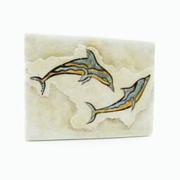Minoan Dolphins Fresco Painting From Akrotiri Santorini Thera , Museum Copy For Gift Her - thumbnail 3