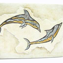 Minoan Dolphins Fresco Painting From Akrotiri Santorini Thera , Museum Copy For Gift Her - thumbnail 2
