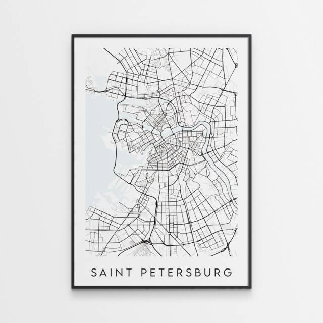 Saint Petersburg Map Print - Minimal Poster Art Russia - image 1