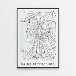 Saint Petersburg Map Print - Minimal Poster Art Russia - thumbnail 1