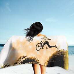 Mtb Beach Towel Mountain Bike Art, Cyclist Gift - 70x35 - thumbnail 2