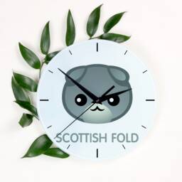 A Clock With A Scottish Fold Cat. New Collection The Cute Art-Dog Cat - thumbnail 1