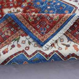 5x7 Blue Heriz Rug, Top Quality Hand Knotted Afghan Wool Area Geometric Medallion Oriental Turkmen Bedroom, Living Room Rug - thumbnail 4