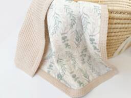 Neutral Organic Cotton Super Soft Personalized Baby Blanket Girl Waffle Stroller Rainbow Muslin