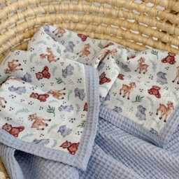 Neutral Organic Cotton Super Soft Personalized Baby Blanket Girl Waffle Stroller Rainbow Muslin - thumbnail 4
