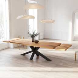 Solid Oak Extendable Dining Table With Star Legs - Industrial Rustic Handmade Kitchen Clar 092 - thumbnail 1