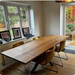Solid Oak Extendable Dining Table With Star Legs - Industrial Rustic Handmade Kitchen Clar 092 - thumbnail 3