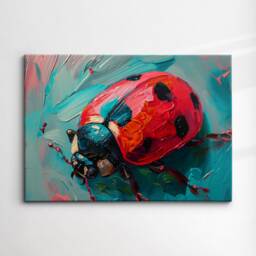 Colorful Ladybug Abstract Oil Painting Pop Art Style Wall Framed Canvas Poster Print Home Kitchen Living Room Decor Wildlife Gifts - thumbnail 3