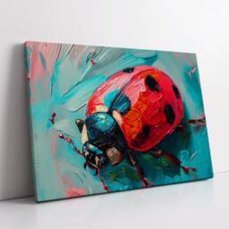 Colorful Ladybug Abstract Oil Painting Pop Art Style Wall Framed Canvas Poster Print Home Kitchen Living Room Decor Wildlife Gifts - thumbnail 2