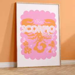 Scorpio - Zodiac Wall Print, Astrology Art, Decor, Star Sign Poster, Gift For Her, Birthday, Groovy, Vibrant A2/A3/A4/A5/8x10/5x7 - thumbnail 2
