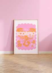 Scorpio - Zodiac Wall Print, Astrology Art, Decor, Star Sign Poster, Gift For Her, Birthday, Groovy, Vibrant A2/A3/A4/A5/8x10/5x7 - thumbnail 1