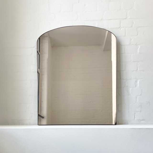 Arcus??? Overmantel Arched Bronze Tinted Mirror With Patina Brass Frame - image 1