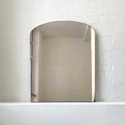 Arcus??? Overmantel Arched Bronze Tinted Mirror With Patina Brass Frame - thumbnail 1