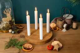 Round Wooden Advent Wreath For Taper Candles - Scandinavian Christmas Decoration Made Of Oak, Walnut Or Beech, Simple, Safe & Reusable - thumbnail 1