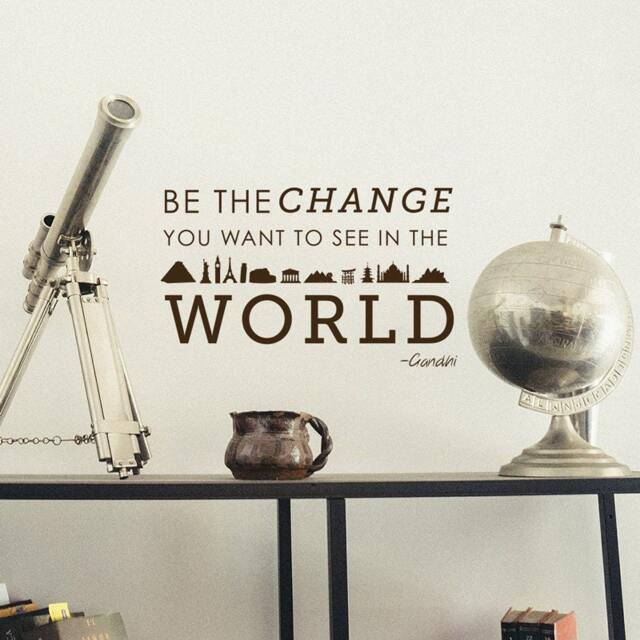 Be The Change Gandhi Quote - Wall Decal Custom Vinyl Art Stickers - image 1