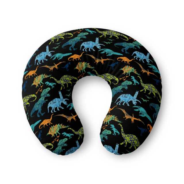 Colorful Dinosaur Pattern Nursing Pillow Cover - Baby Dino Print - image 1