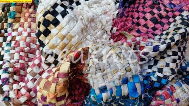 Hand Woven Throw, Accent Piece, Lap Blanket Or Table Runner - Rainbow Recycled Sari Silk Ribbon, Continuous Weave, Fair Trade, One Of A Kind - image 1